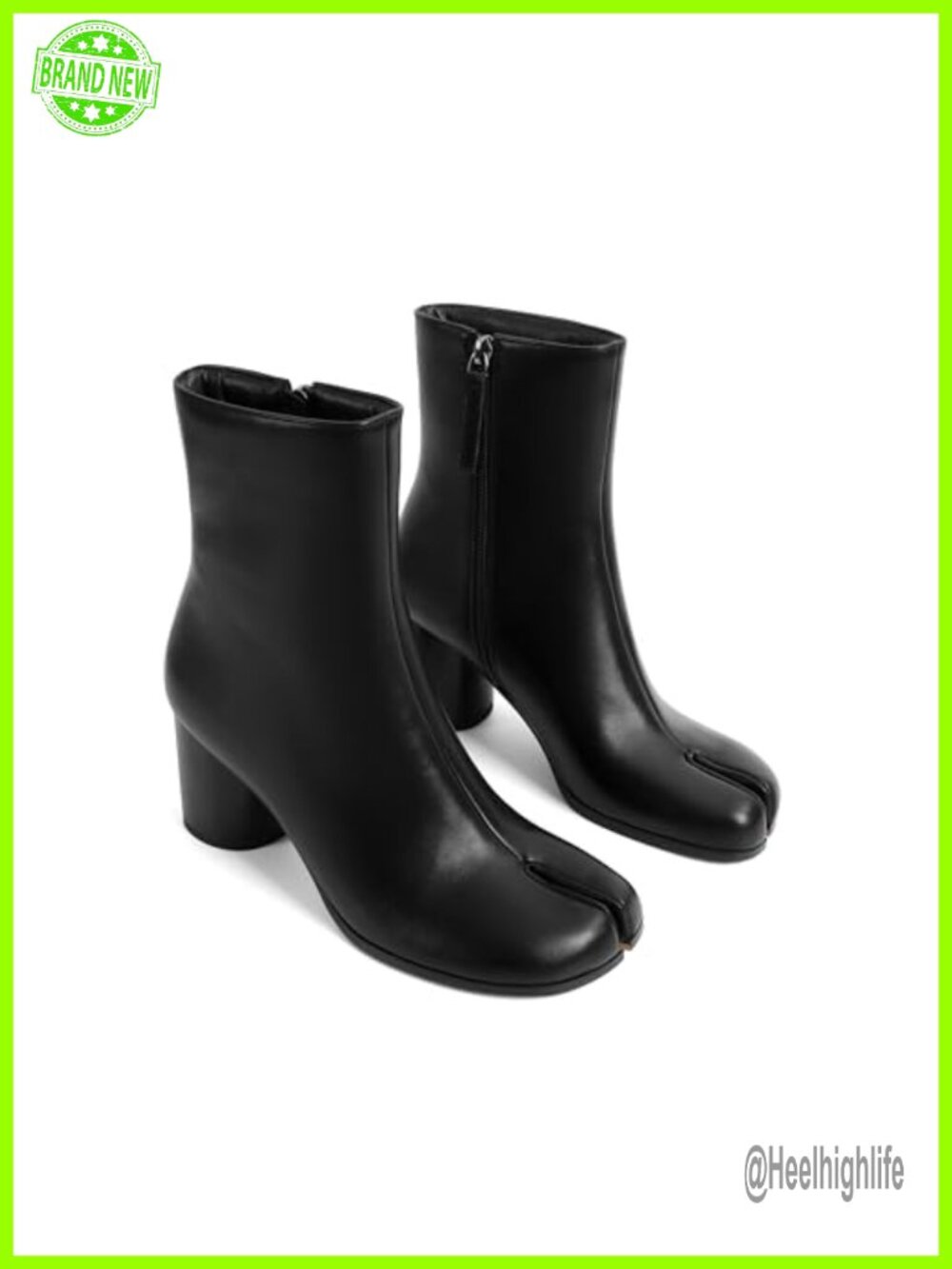 Faux Leather Split Toe Ankle Boots Block Heel Women's Booties